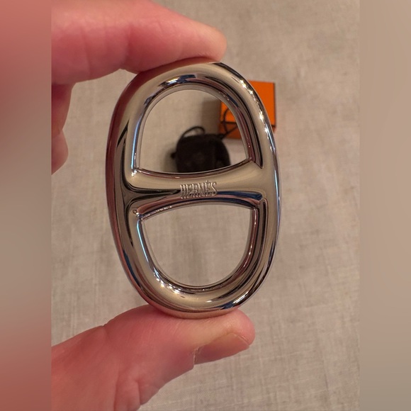 Palladium Hermès Chaine D'Ancre scarf ring. Includes box. - Picture 5 of 9